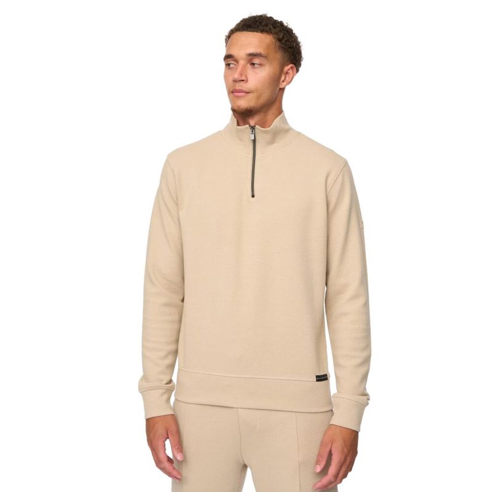 Duck and Cover Mens Slellmoore Quarter Zip Sweatshirt / Stone